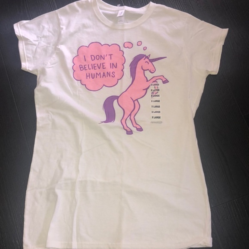 I Don’t Believe in Humans ‎ Unicorn Tee Shirt XL